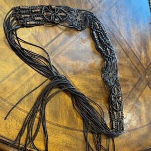 Beaded Tie Waist Rope&metalBelt Western Cowgirl Festival Fairy Boho Artsy Fringe